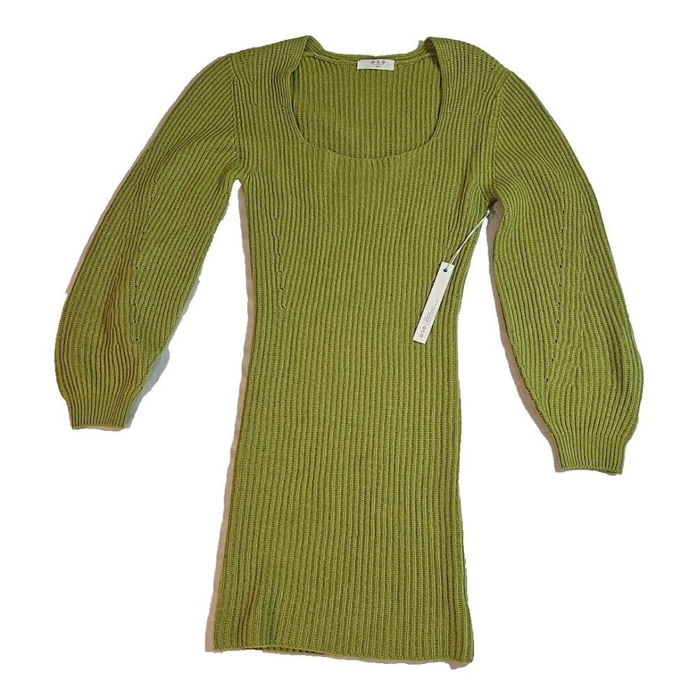 Revolve Green Ribbed Knit Mini Dress